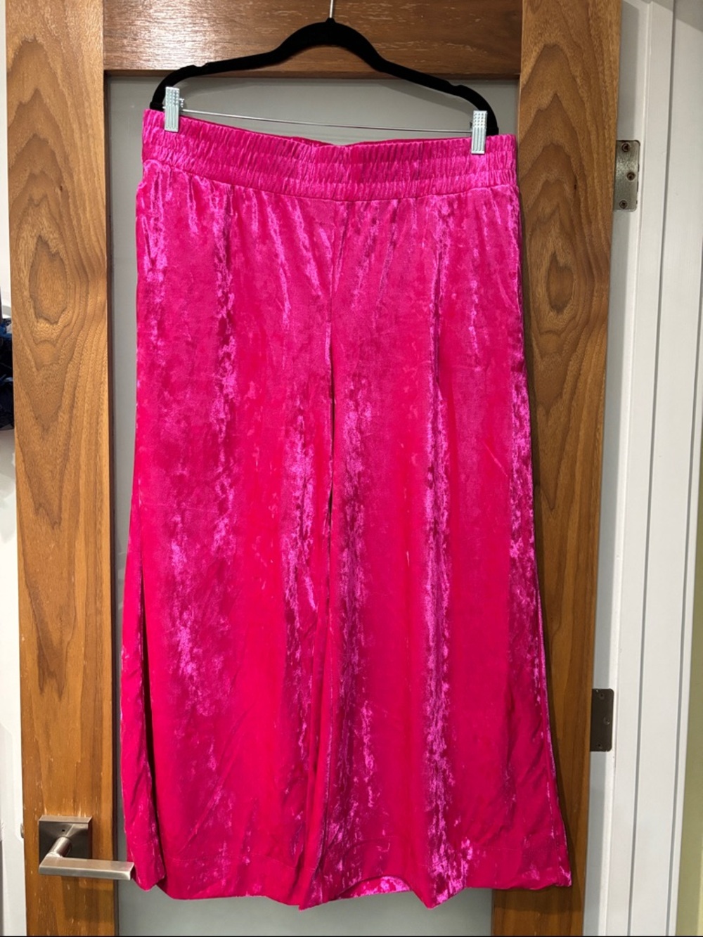 A new day Hot Pink Crushed Velvet Wide Leg Pants